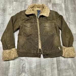 American Eagle Brown Corduroy Sherpa Jacket Y2K Trucker Women’s XS